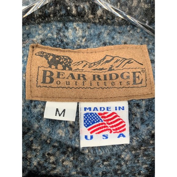 Bear Ridge Outfitters Woman M Zip Cardigan Wolfs Blue Gray Wool Blend USA Wester - Picture 5 of 9
